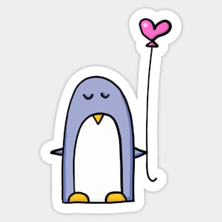 Penguin with heart balloon Sticker